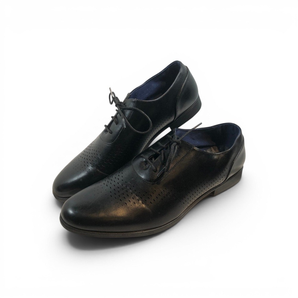 Perry Ellis Portfolio Mens Bermuda Black Perforated Dress Shoes Lace-Up US 12